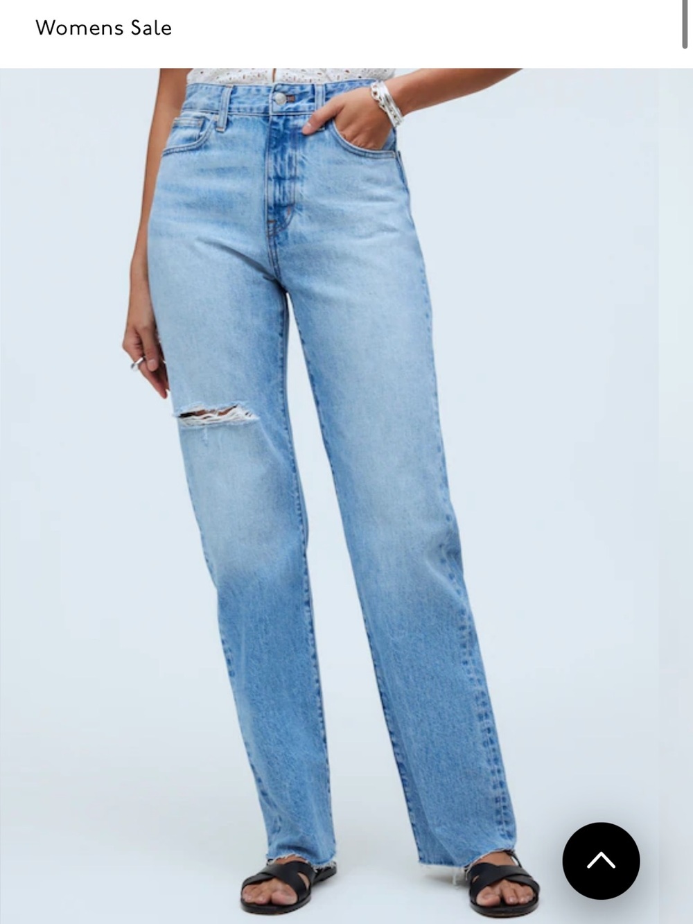 Madewell Light Wash Straight-Leg Jeans with Knee Rip